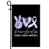 Peace Love Cure Periwinkle Ribbon Stomach Cancer Awareness Flag | siriusteestore