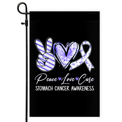 Peace Love Cure Periwinkle Ribbon Stomach Cancer Awareness Flag | siriusteestore