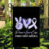 Peace Love Cure Periwinkle Ribbon Stomach Cancer Awareness Flag | siriusteestore