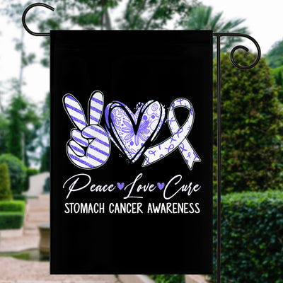 Peace Love Cure Periwinkle Ribbon Stomach Cancer Awareness Flag | siriusteestore