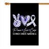 Peace Love Cure Periwinkle Ribbon Stomach Cancer Awareness Flag | siriusteestore