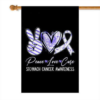 Peace Love Cure Periwinkle Ribbon Stomach Cancer Awareness Flag | siriusteestore