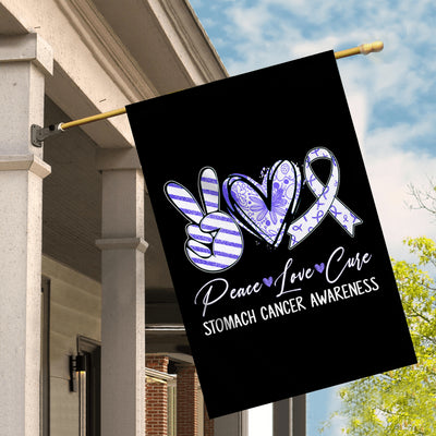 Peace Love Cure Periwinkle Ribbon Stomach Cancer Awareness Flag | siriusteestore