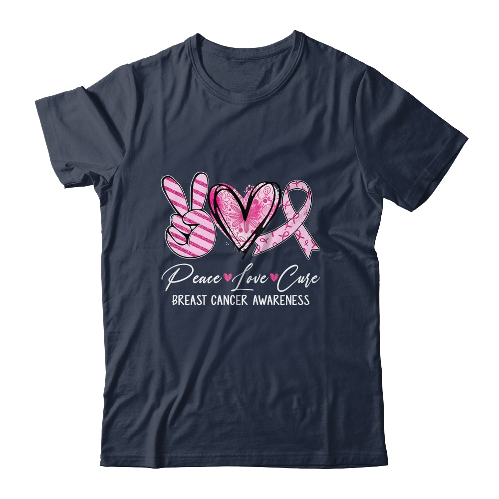 Peace Love Cure Pink Ribbon Breast Cancer Awareness Shirt & Hoodie | siriusteestore