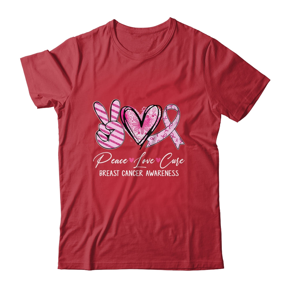 Peace Love Cure Pink Ribbon Breast Cancer Awareness Shirt & Hoodie | siriusteestore