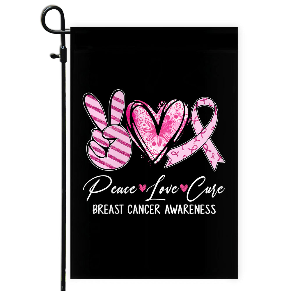 Peace Love Cure Pink Ribbon Breast Cancer Awareness Flag | siriusteestore