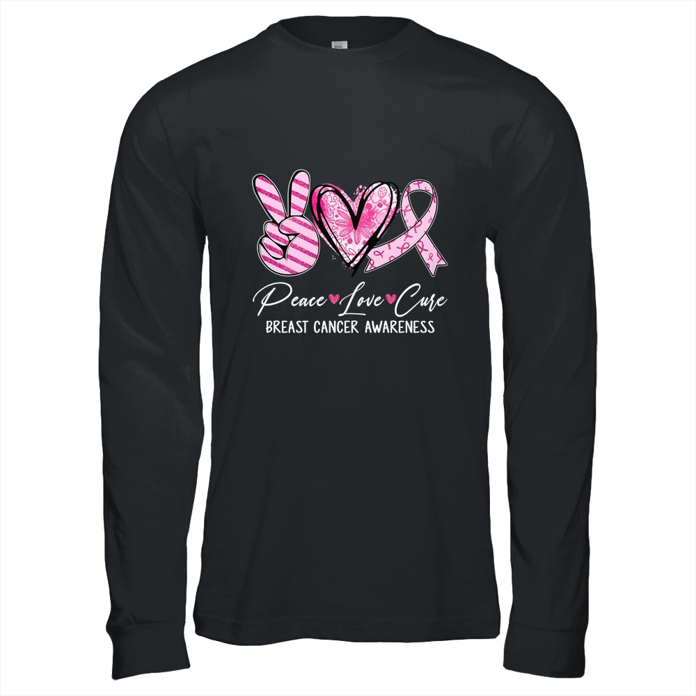 Peace Love Cure Pink Ribbon Breast Cancer Awareness Shirt & Hoodie | siriusteestore