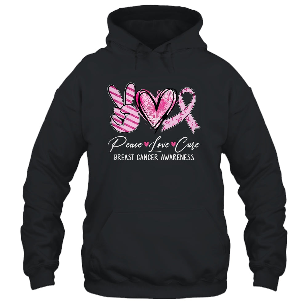 Peace Love Cure Pink Ribbon Breast Cancer Awareness Shirt & Hoodie | siriusteestore