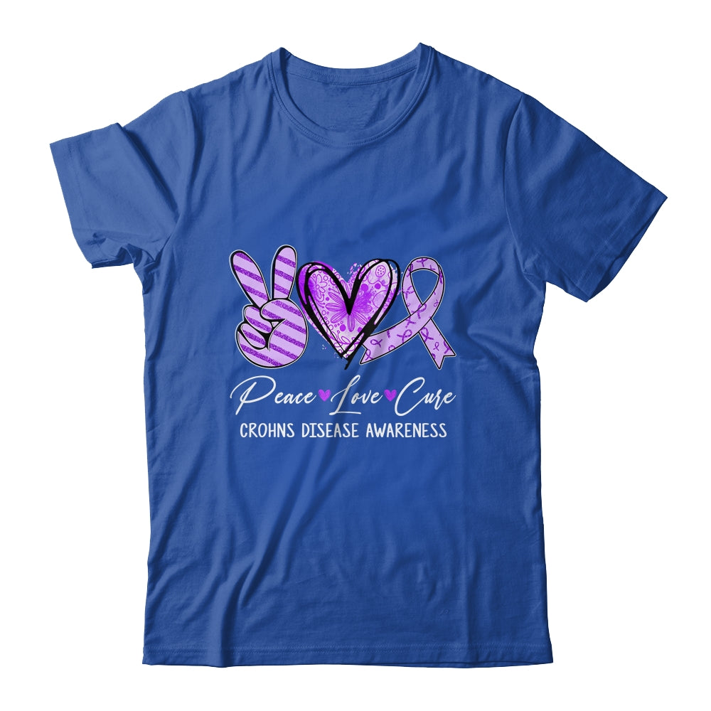 Peace Love Cure Purple Ribbon Crohns Disease Awareness Shirt & Hoodie | siriusteestore
