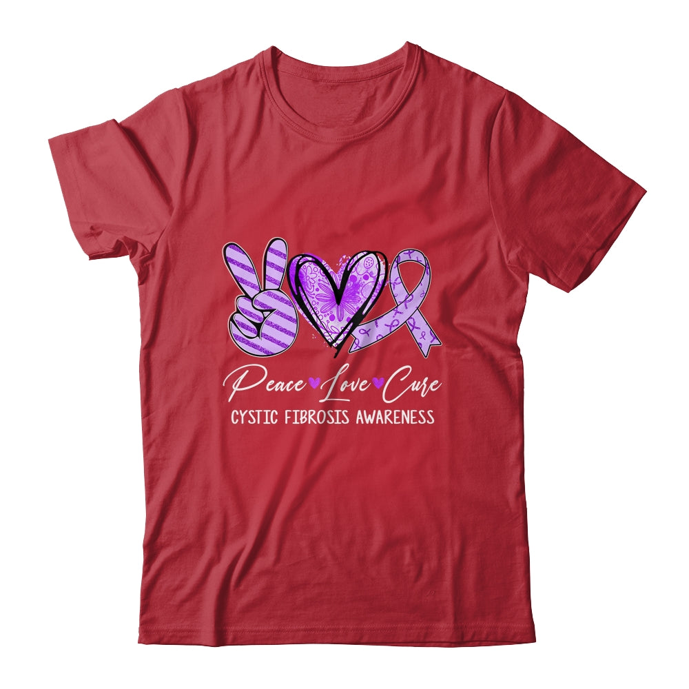 Peace Love Cure Purple Ribbon Cystic Fibrosis Awareness Shirt & Hoodie | siriusteestore
