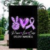 Peace Love Cure Purple Ribbon Epilepsy Awareness Flag | siriusteestore