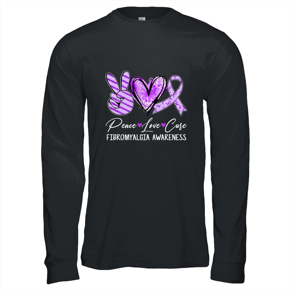 Peace Love Cure Purple Ribbon Fibromyalgia Awareness Shirt & Hoodie | siriusteestore