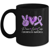 Peace Love Cure Purple Ribbon Fibromyalgia Awareness Mug | siriusteestore