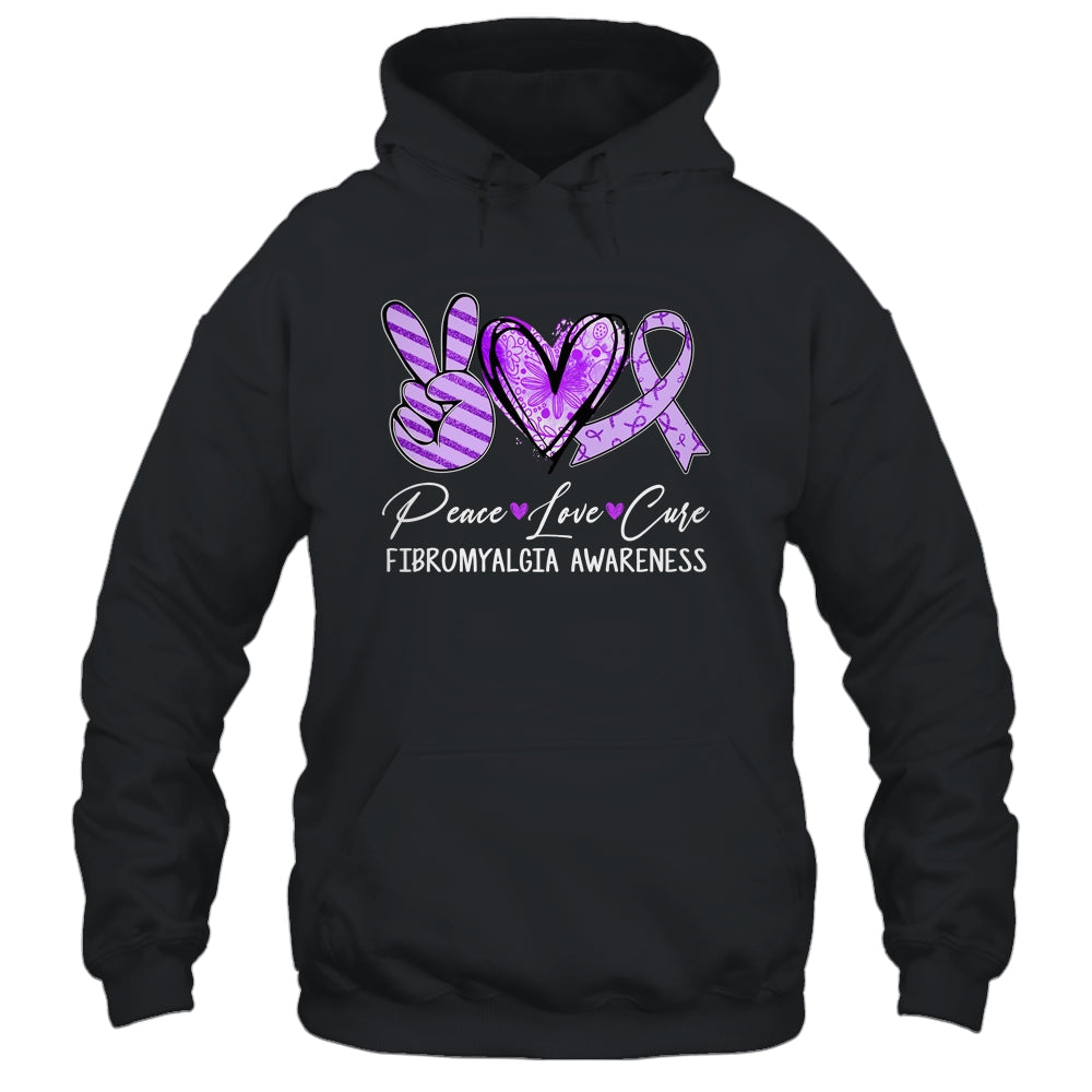 Peace Love Cure Purple Ribbon Fibromyalgia Awareness Shirt & Hoodie | siriusteestore