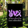 Peace Love Cure Purple Ribbon Sjogren's Syndrome Awareness Flag | siriusteestore