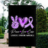 Peace Love Cure Purple Ribbon Sjogren's Syndrome Awareness Flag | siriusteestore