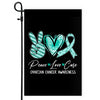 Peace Love Cure Teal Ribbon Ovarian Cancer Awareness Flag | siriusteestore