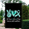 Peace Love Cure Teal Ribbon Ovarian Cancer Awareness Flag | siriusteestore