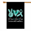Peace Love Cure Teal Ribbon Ovarian Cancer Awareness Flag | siriusteestore