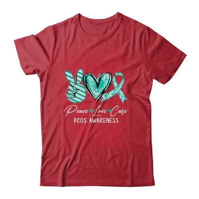 Peace Love Cure Teal Ribbon PCOS Awareness Shirt & Hoodie | siriusteestore