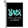 Peace Love Cure Teal Ribbon PCOS Awareness Flag | siriusteestore