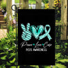Peace Love Cure Teal Ribbon PCOS Awareness Flag | siriusteestore