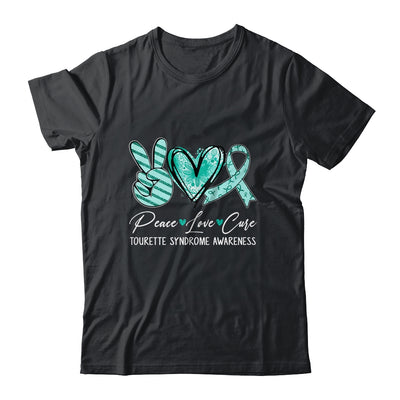 Peace Love Cure Teal Ribbon Tourette Syndrome Awareness Shirt & Hoodie | siriusteestore