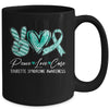 Peace Love Cure Teal Ribbon Tourette Syndrome Awareness Mug | siriusteestore