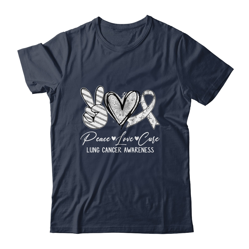 Peace Love Cure White Ribbon Lung Cancer Awareness Shirt & Hoodie | siriusteestore