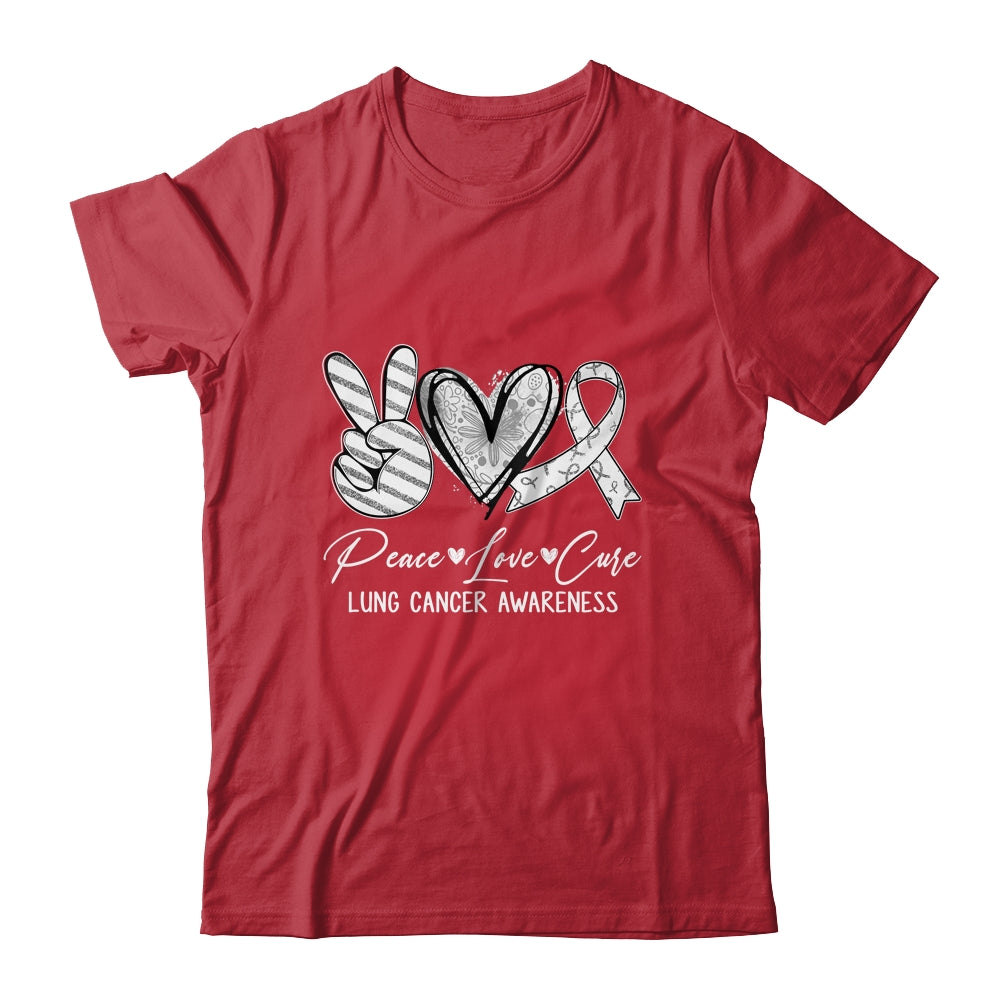 Peace Love Cure White Ribbon Lung Cancer Awareness Shirt & Hoodie | siriusteestore