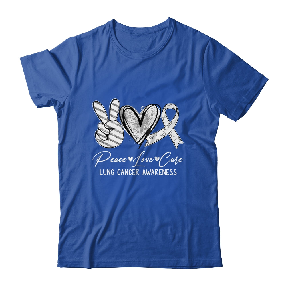 Peace Love Cure White Ribbon Lung Cancer Awareness Shirt & Hoodie | siriusteestore