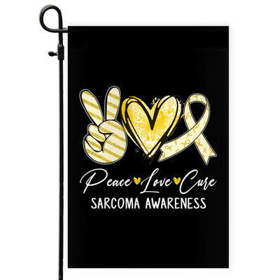 Peace Love Cure Yellow Ribbon Sarcoma Awareness Flag | siriusteestore