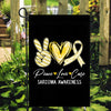 Peace Love Cure Yellow Ribbon Sarcoma Awareness Flag | siriusteestore