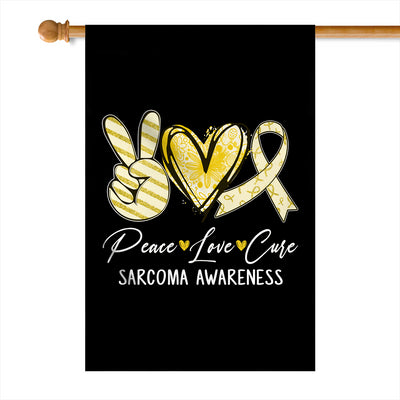 Peace Love Cure Yellow Ribbon Sarcoma Awareness Flag | siriusteestore