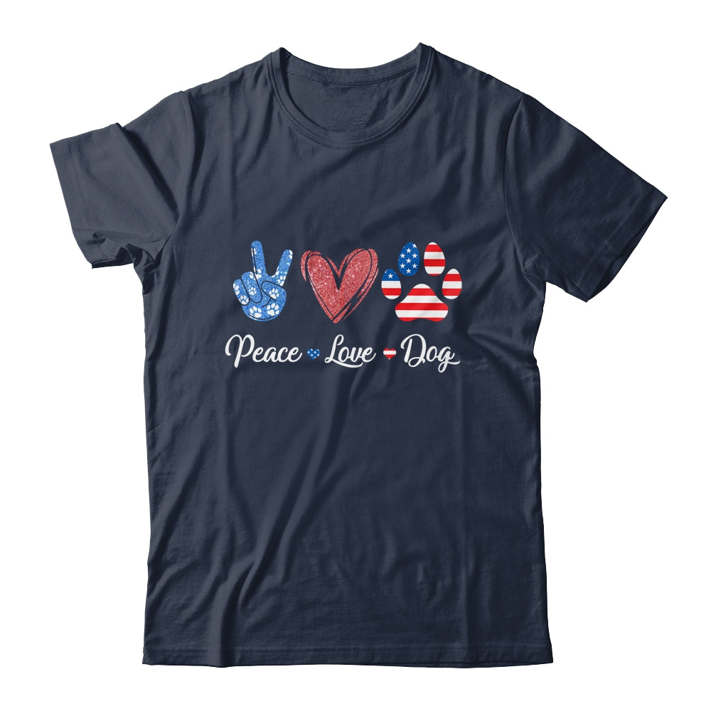Peace Love Dog Lover American Flag Happy 4th Of July Shirt & Tank Top | siriusteestore