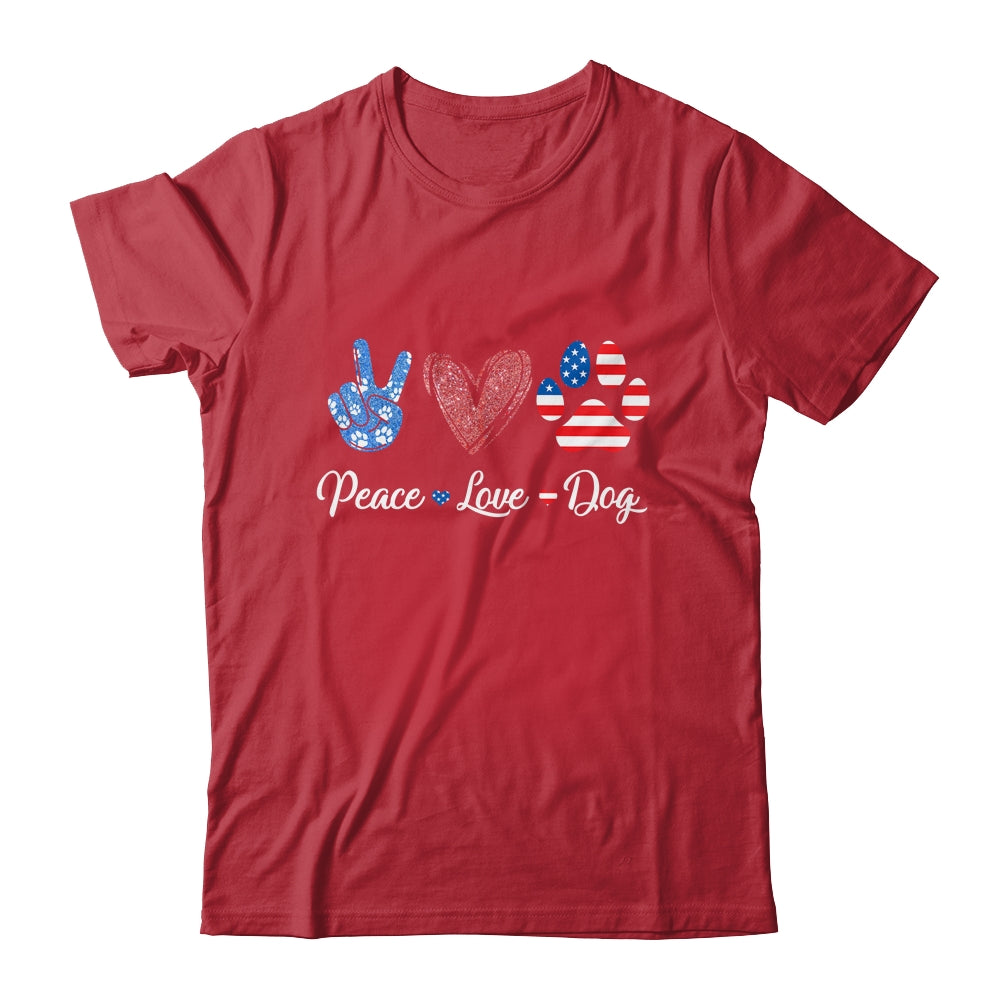 Peace Love Dog Lover American Flag Happy 4th Of July Shirt & Tank Top | siriusteestore