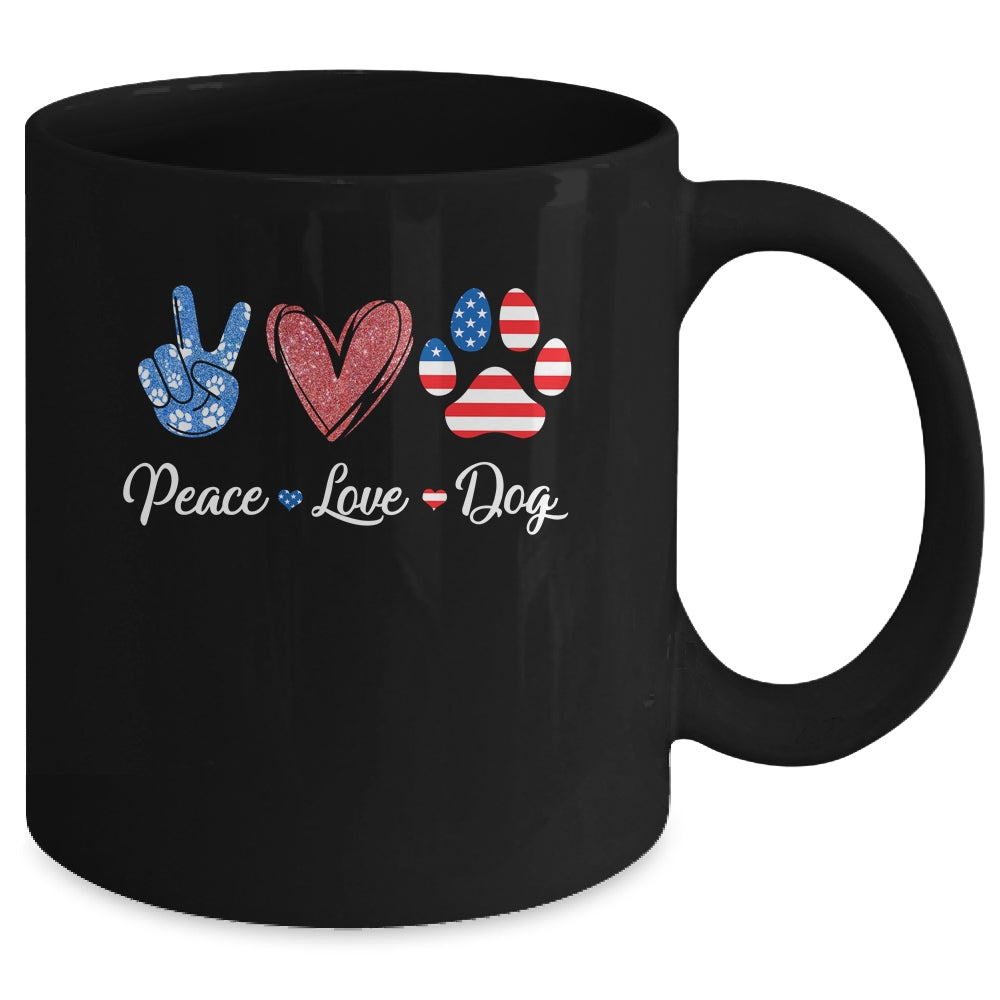 Peace Love Dog Lover American Flag Happy 4th Of July Mug | siriusteestore