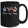 Peace Love Dog Lover American Flag Happy 4th Of July Mug | siriusteestore