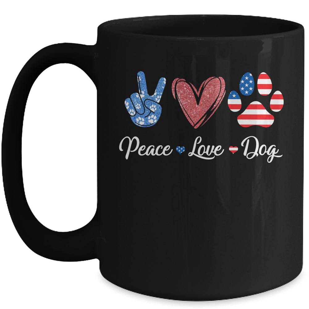 Peace Love Dog Lover American Flag Happy 4th Of July Mug | siriusteestore
