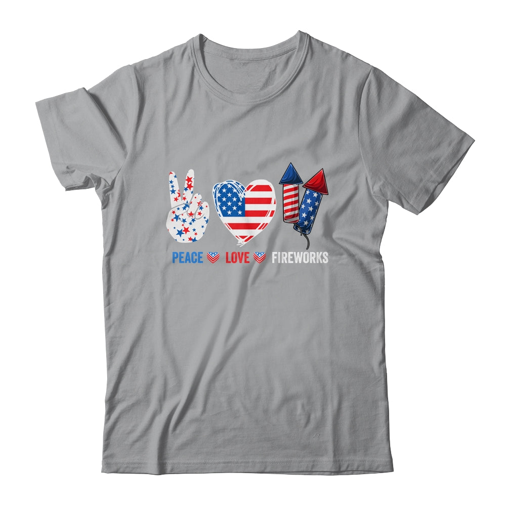Peace Love Fireworks 4th Of July Celebration Shirt & Tank Top | siriusteestore