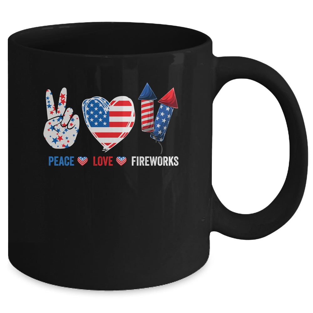 Peace Love Fireworks 4th Of July Celebration Mug | siriusteestore