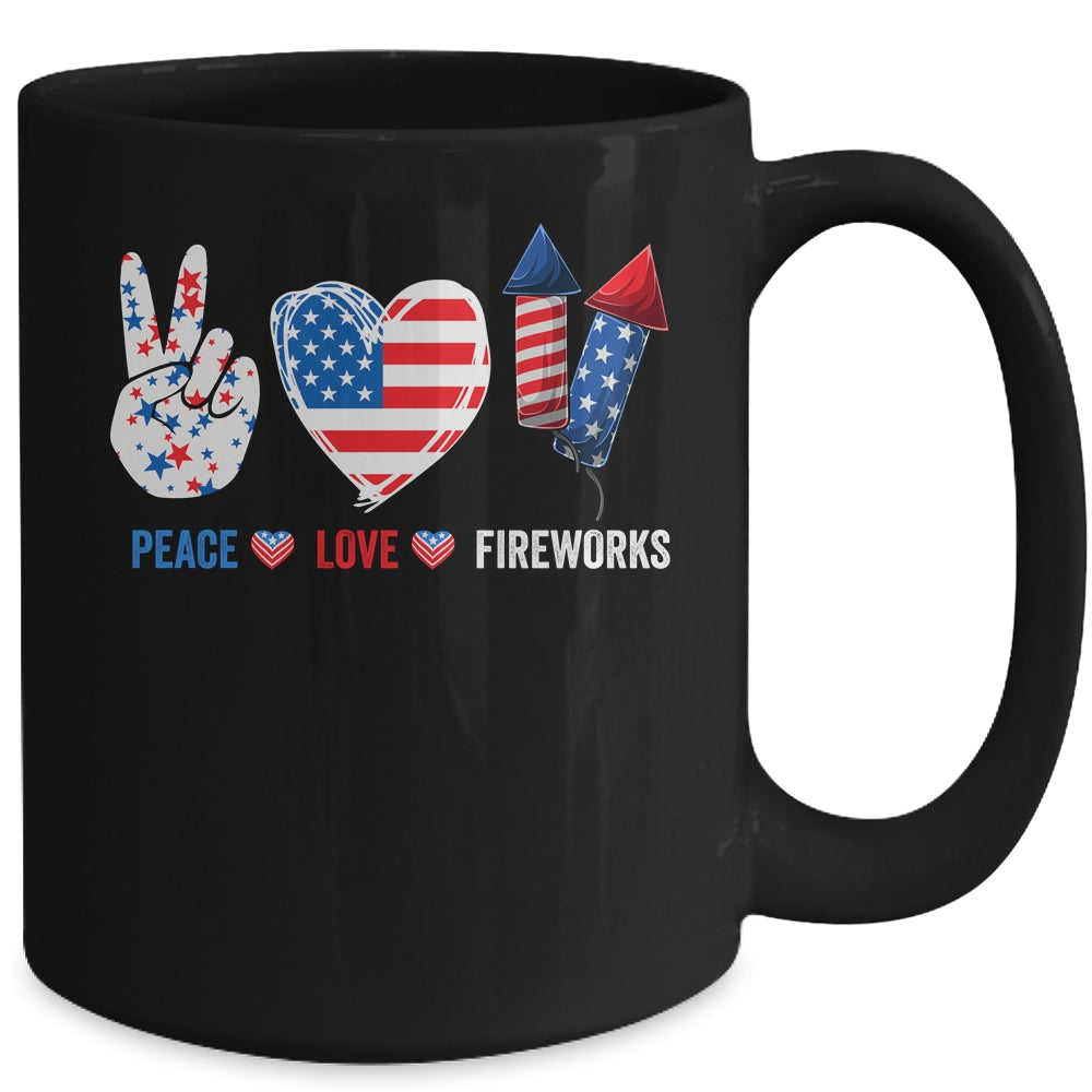 Peace Love Fireworks 4th Of July Celebration Mug | siriusteestore