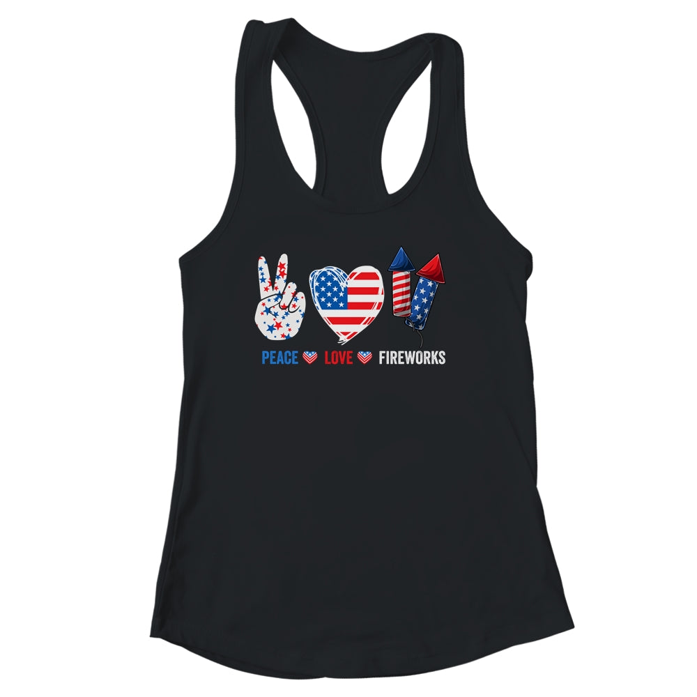 Peace Love Fireworks 4th Of July Celebration Shirt & Tank Top | siriusteestore