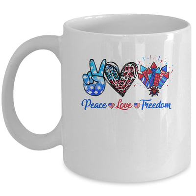 Peace Love Freedom 4th Of July Us Flag Fireworks Mug | siriusteestore