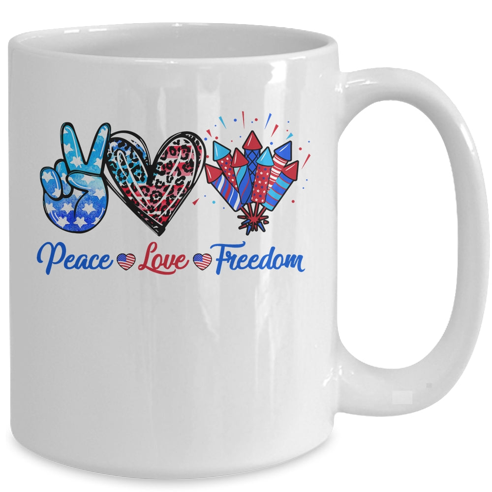 Peace Love Freedom 4th Of July Us Flag Fireworks Mug | siriusteestore