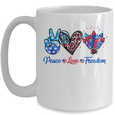 Peace Love Freedom 4th Of July Us Flag Fireworks Mug | siriusteestore
