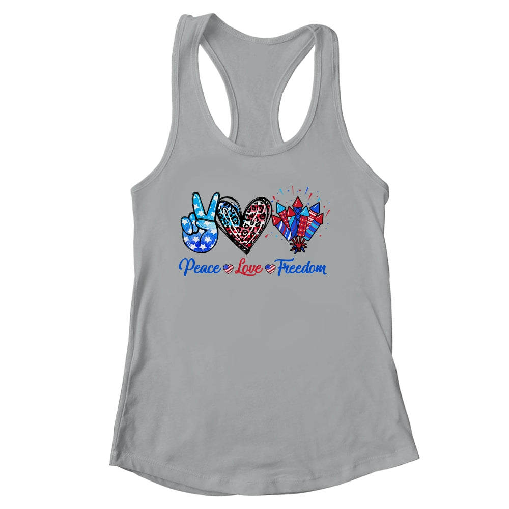 Peace Love Freedom 4th Of July Us Flag Fireworks Shirt & Tank Top | siriusteestore