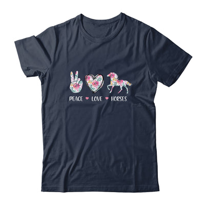 Peace Love Horses Cute Horse Lover Women Teen Girls Shirt & Tank Top | siriusteestore