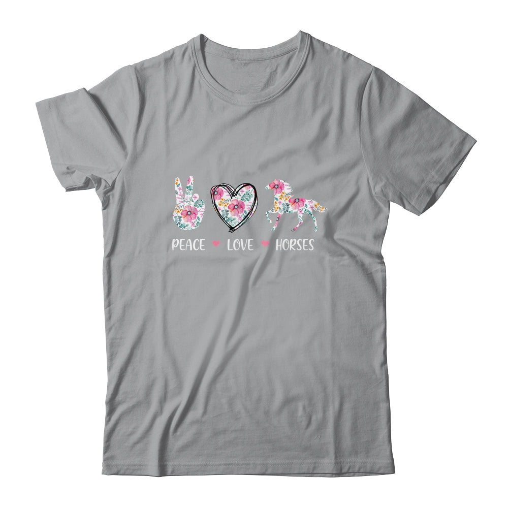 Peace Love Horses Cute Horse Lover Women Teen Girls Shirt & Tank Top | siriusteestore