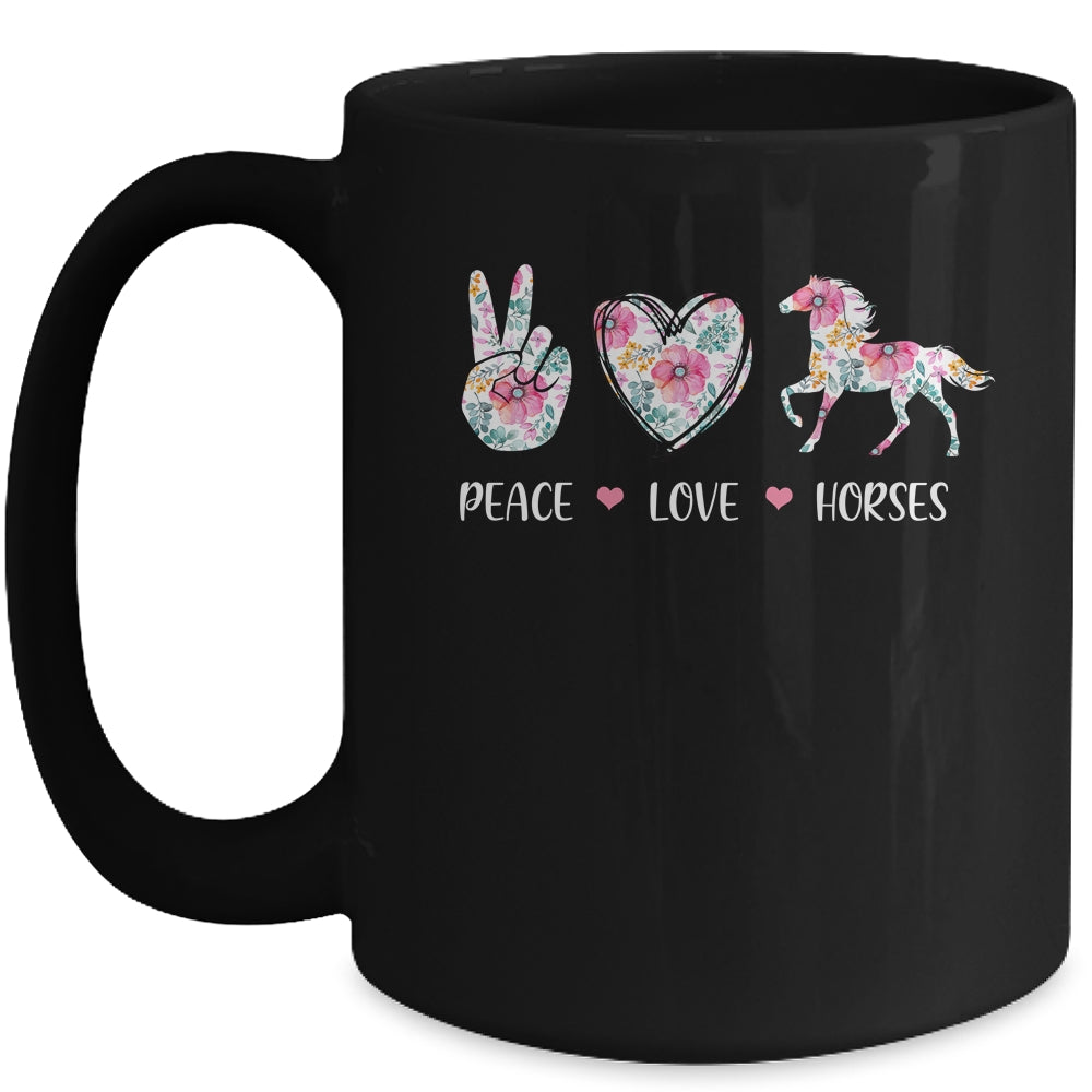 Peace Love Horses Cute Horse Lover Women Teen Girls Mug | siriusteestore
